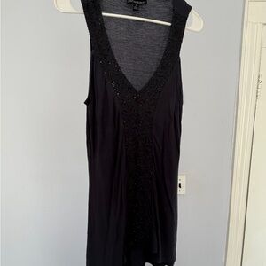 Charcoal Grey Sleeveless Top with Sequin Detail